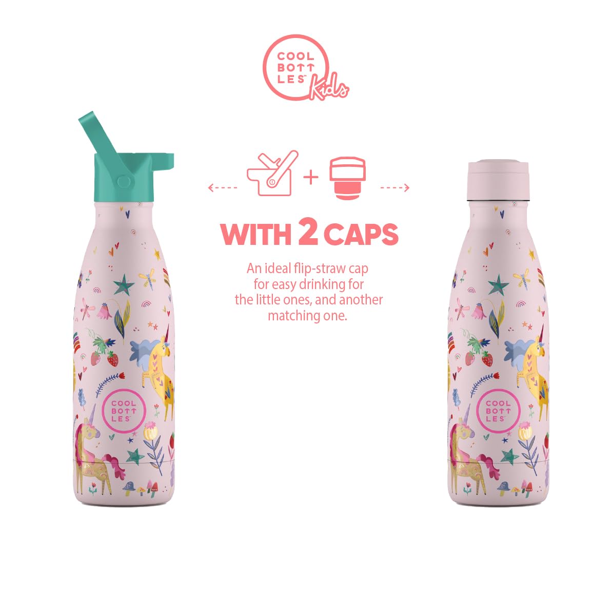 Botella Térmica Niños - 350 ml - Funny Unicorns - Botella de Agua de Acero Inoxidable - Bebidas Fías 36 Horas y Calientes 18 Horas - Acabado con Pintura en Relieve - Sin BPA - Cool Bottles
