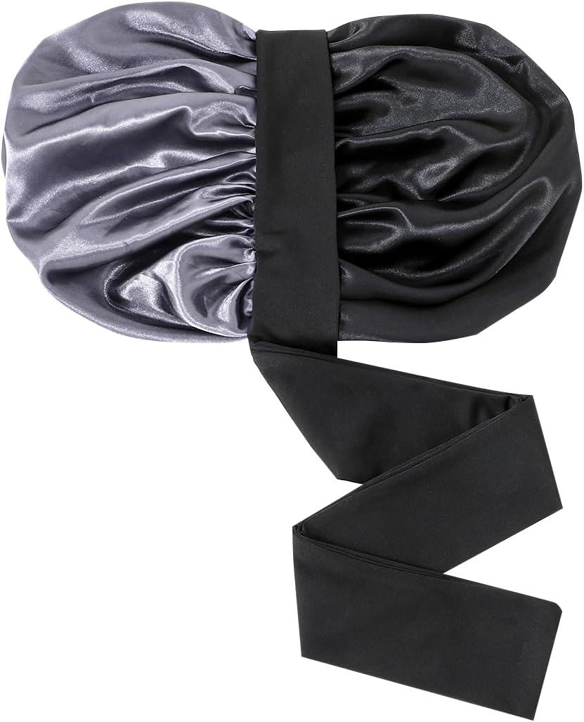 GDTOGRT Satin Silk Bonnet for Sleeping Women - Double Layer Sleep Hair Bonnets Caps for Curly Braid Hair with Tie Band - Image 8