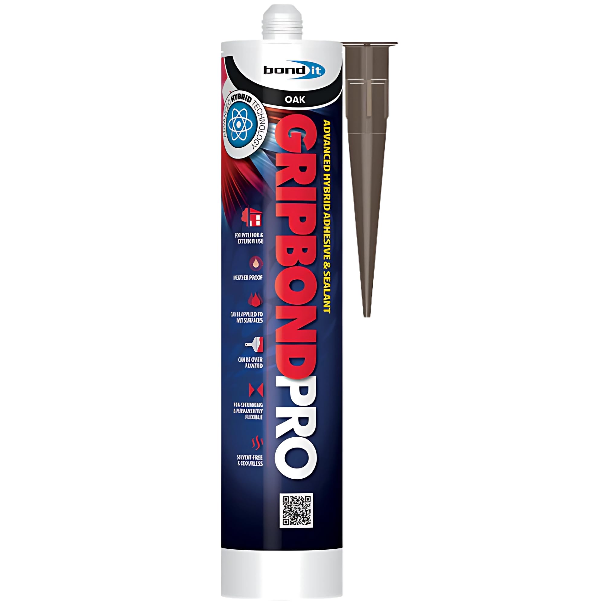 Bond It Oak Gripbond Pro Superior Bond Hybrid Polymar Sealant and Adhesive (285 ml) - Multi-Surface Interior and Exterior Silicone Sealant Use – No Isocyanates, High-Strength Flexible