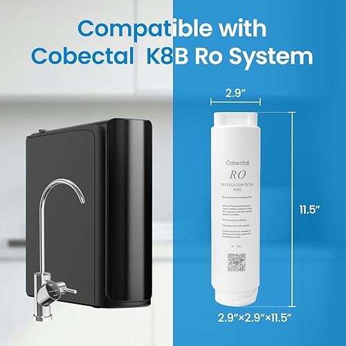 Miniatura 4 de Cobecta RO1 Filtro de agua de ósmosis inversa de repuesto para sistema de ósmosis inversa Cobecta K8B, vida útil de 24 meses, diseñado