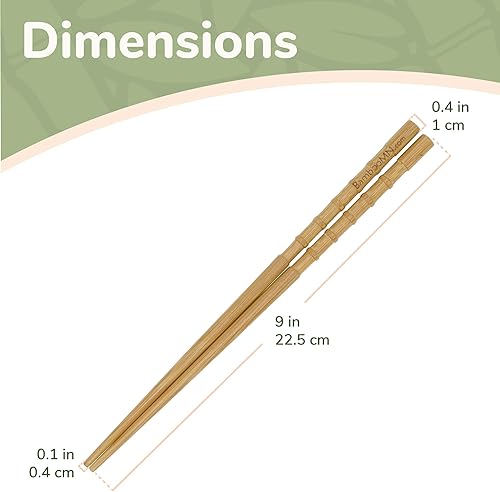 Miniatura 2 de BambooMN Palillos de bambú japoneses reutilizables de primera calidad, Knobby de 9 pulgadas, 6 pares
