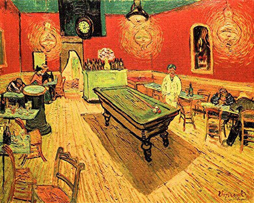 Tableau Van Gogh Night Cafe encadré noir en taille M finition semi-brillante