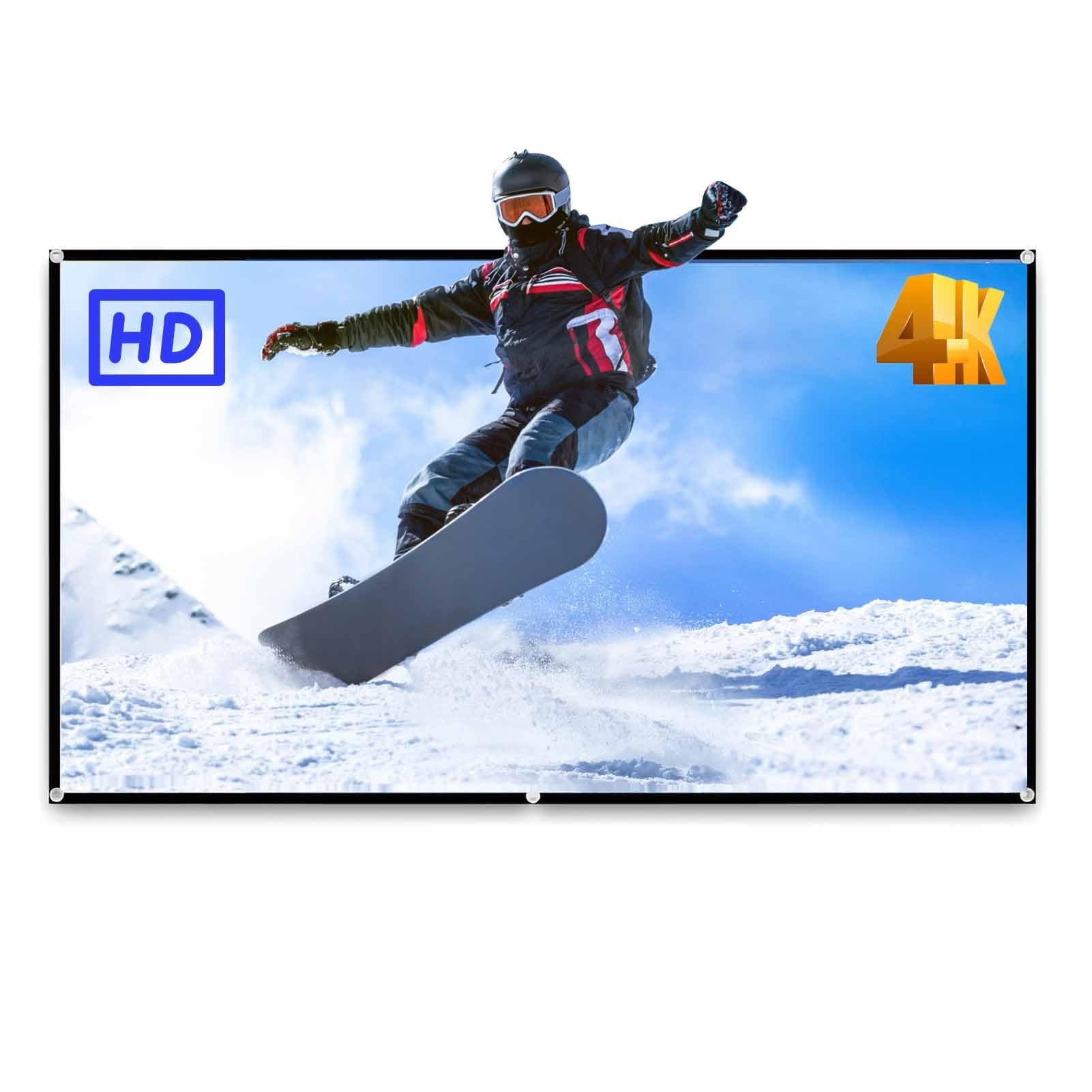 Schermo per proiettore da Esterno da 100 Pollici, Telo proiettore Lavabile da 150 Pollici 16:9 Pieghevole Antirughe Portatile per Cinema in casa, Feste, Campeggio(110 inch 16: 9)