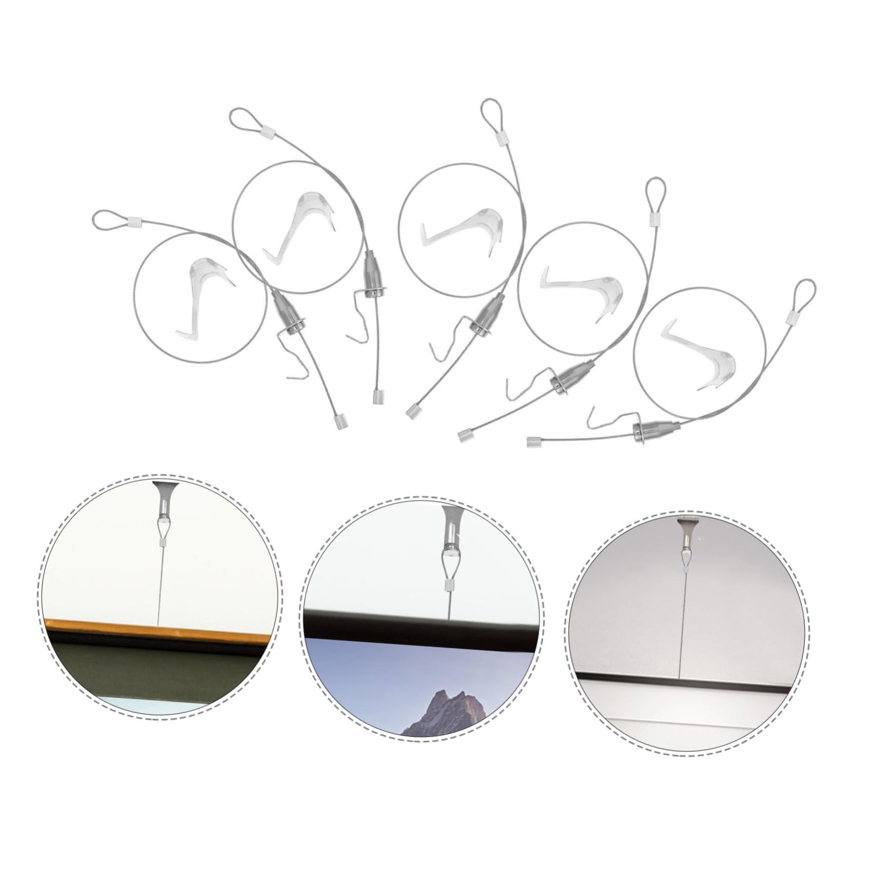 Kit Suspendre Facile à Installer pour Tableaux Crochets Réglables Fil de Cadre Photo Argenté en Acier Inoxydable 10 Sets pour Galeries Publiques et Maison