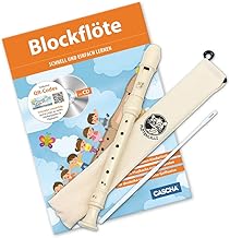 Flute Lilly Recorder Made of Plastic for Children, Soprano, German Fingering, Bag, Cleaning Rod, Soprano Recorder