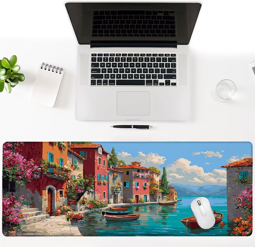 Alfombrilla Ratón XXL 600x1200x3 mm Mouse Pad Grande Gaming Paisaje Alfombrilla Escritorio,con Base de Goma Tapete Escritorio con Bordes Cosidos, Impermeable Antideslizante Ordenador Desk Mat zj-845