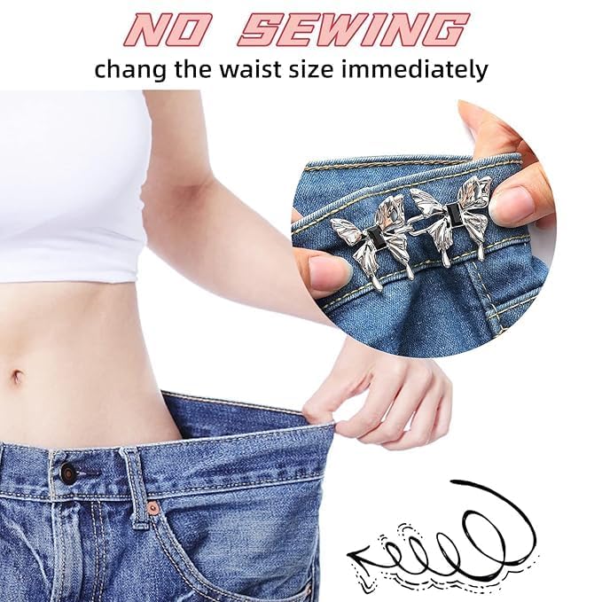 Image of YEKDA Denim Button Kit - 2 PCS Assorted Jeans Buttons for Quick Fix & DIY Adjustment - No-Sew Snap-On Metal Buttons for Pants, Skirts, Shorts - Easy Waist Size ControlMATEL BTRFLY 2 PC