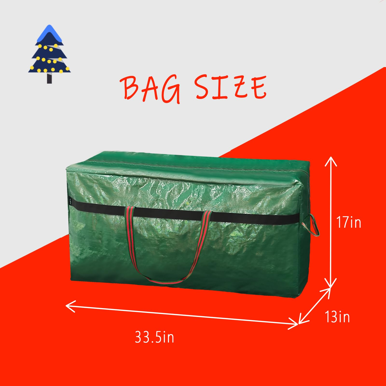 Christmas Tree Bag 4FT/5FT Small Christmas Tree Storage Bag Waterproof Tearproof with 4 Handles Easy to Transport/Organize Green