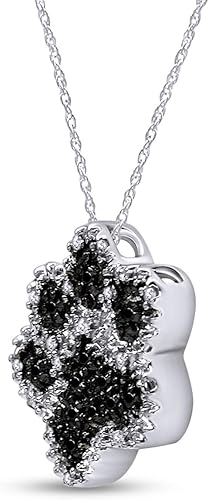 Miniatura 2 de Jewel Zone US - Colgante de plata de ley 925 con diseño de pata de perro, color negro y plata de ley 925