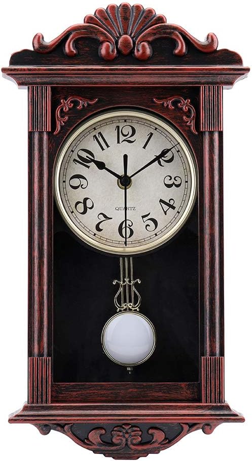 jomparis Pendulum Wall Clock Gifts for Dad,Dad Gifts for Christmas Retro Quartz Decorative Battery Operated Wall Clock for Living Room, Office, Home Decor(16 Inch, Bronze)