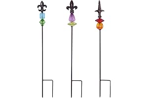 3PCS Garden Stake Outdoor 25"H Cute Metal Stick Art Ornament Yard Stakes...
