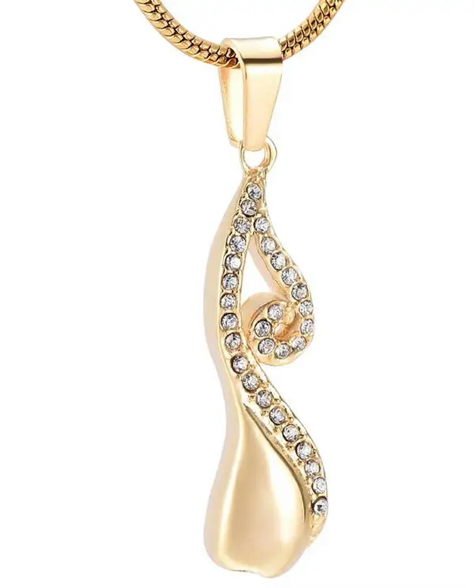 BIAIHQIE Crystal Memorial Jewelry Cremation Urn Pendant Necklace for Ashes Holder Caskets Cremation Urns Keepsakes for Women-Gold