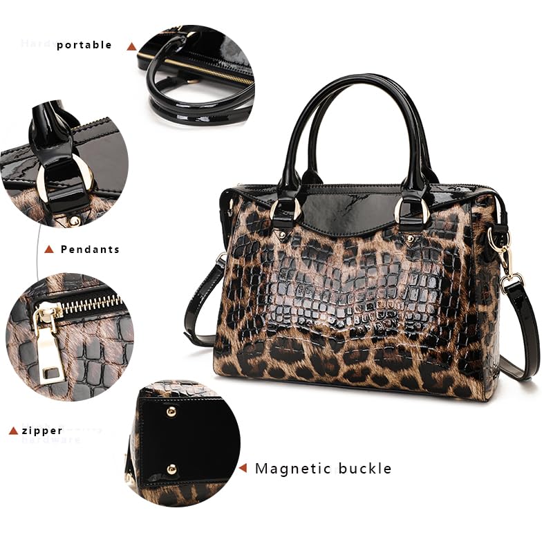 Genuine leather leopard print women's 2025 fashionable women's portable versatile cowhide large capacity shoulder bag4