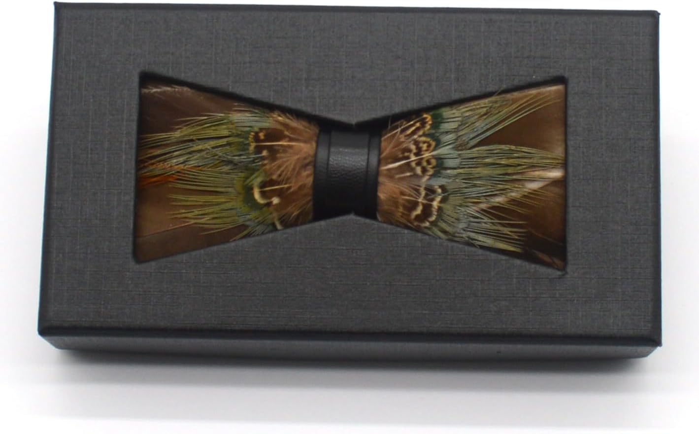 Kruque Real Feather Bow Tie for Men | Handmade Pre-Tied Bowtie with Gift Box | Choose Your Color Style