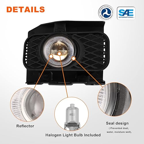 Miniatura 6 de Nixon Offroad Juego de luces antiniebla para Ford F-150 F150 99-03, 04 Ford F-150 F150 con bombilla, 99-02 OEM Ford Expedition, lente transparente