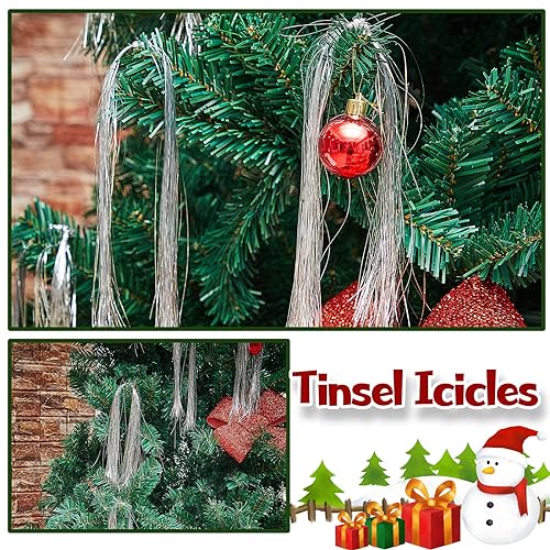 Oropel plateado de 18 pulgadas con 60000 hebras para árbol de Navidad 4