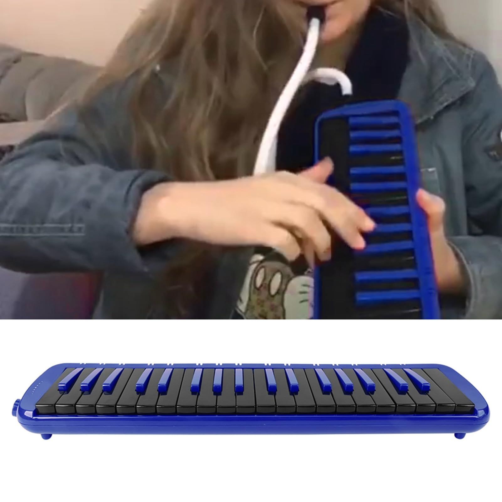 Melodica - Instrumento musical de viento de 37 teclas adecuado para principiantes, bolsa de práctica F37s (azul)