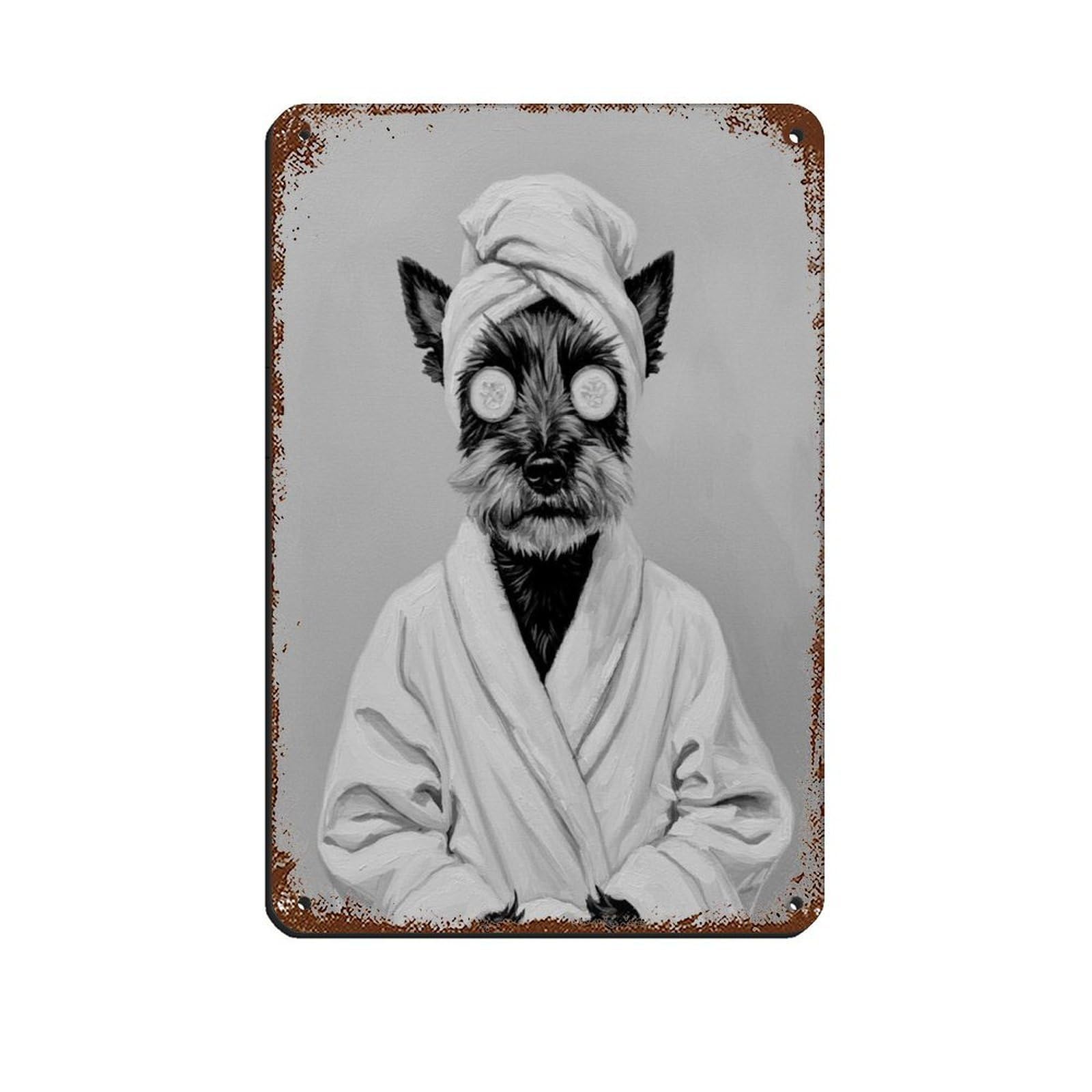 Bathroom Spa, Scottie Dog Décor Art Tin Sign Vintage Metal Pub Club Cafe Bar Home Wall Art Decoration Poster Retro 8x12inch(20x30cm)