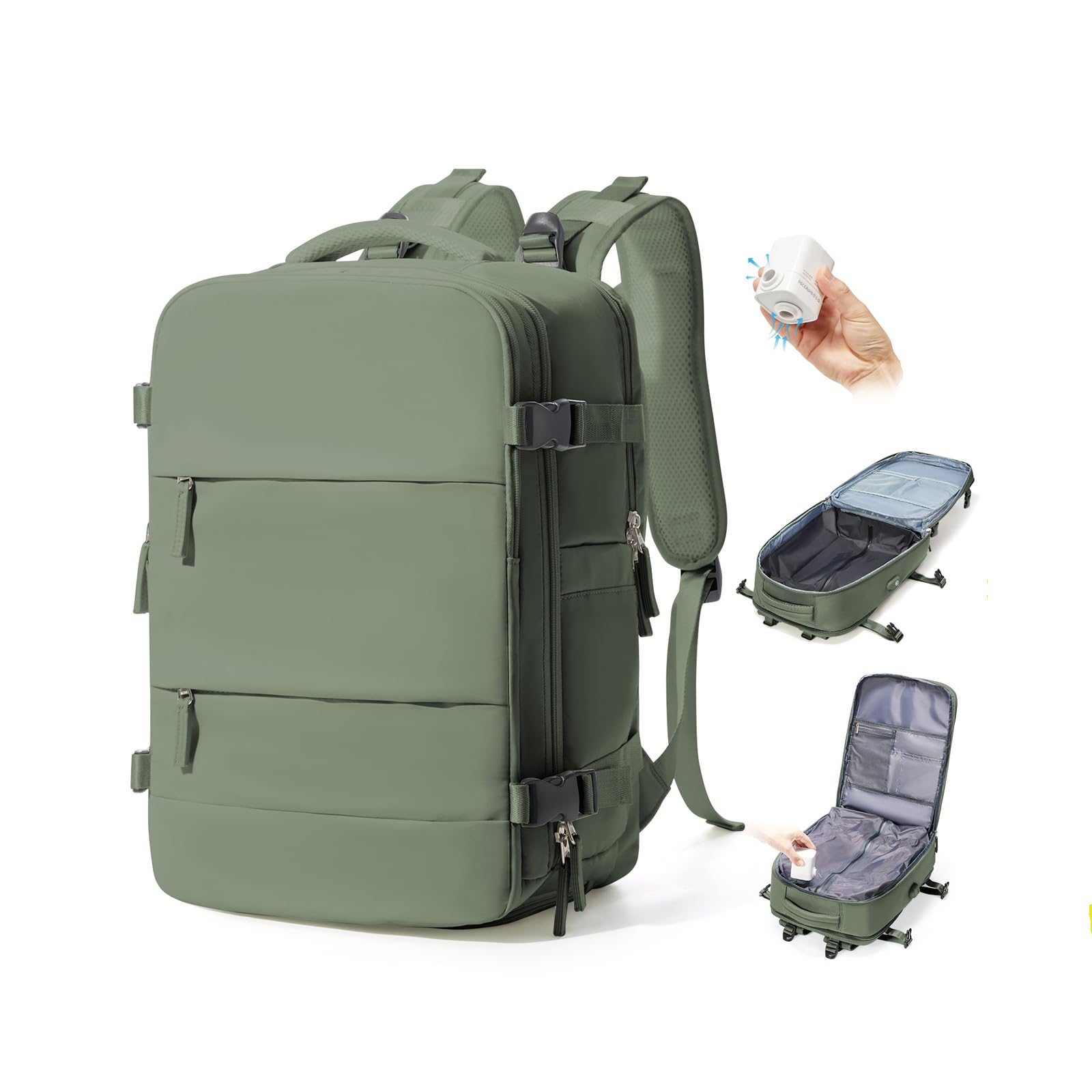 BJLFS Zaino Ryanair 40x30x20 Sottovuoto con pompa Zaino da Viaggio aereo Cabina 40x30x20 Impermeabile Bagaglio a Mano Wizzair Sottovuoto Borse da Cabina per Easyjet 45x36x20 Zaino Airback Donna