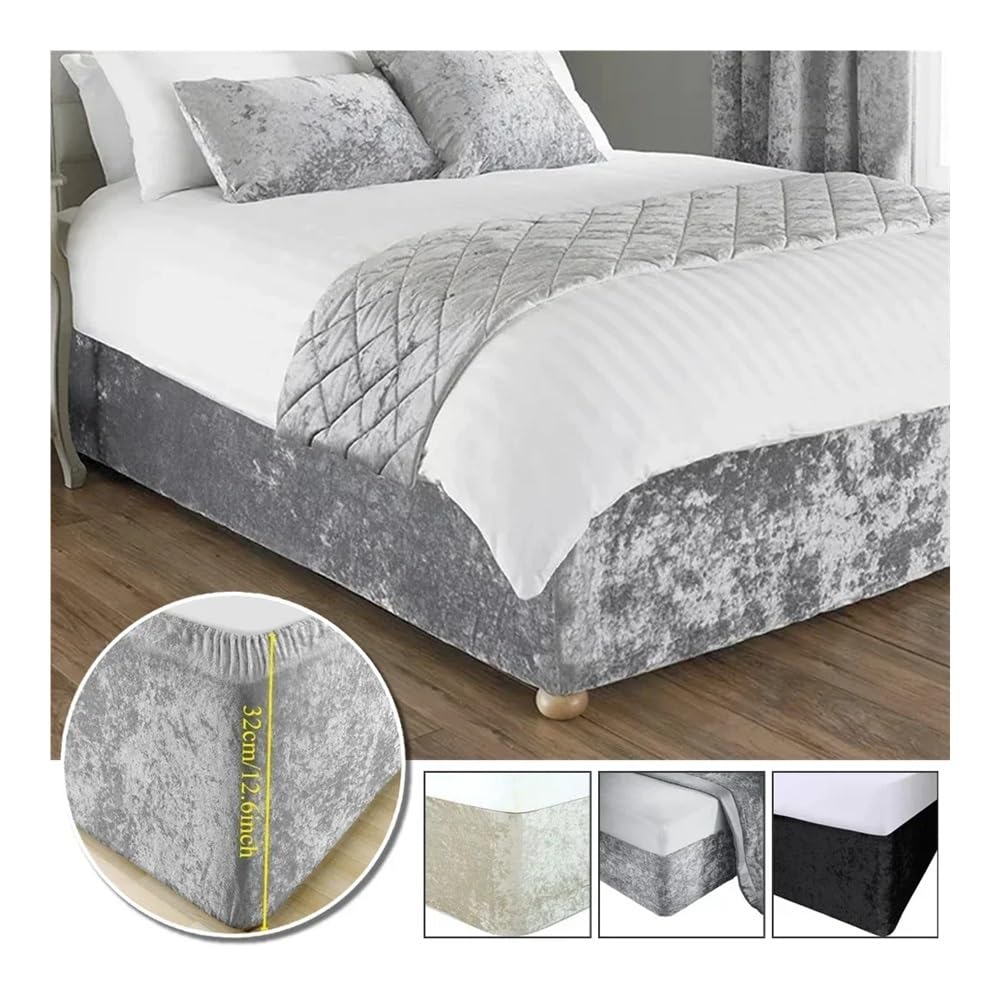 1 x extra tiefer, genialer Boxspringbezug, Jersey, gestrickt und dehnbar, 4 Seiten, Bettrock für Doppelbett, Queen-Size-Bett, Kingsize-Bett (grau, 180 x 200 x 32 cm)