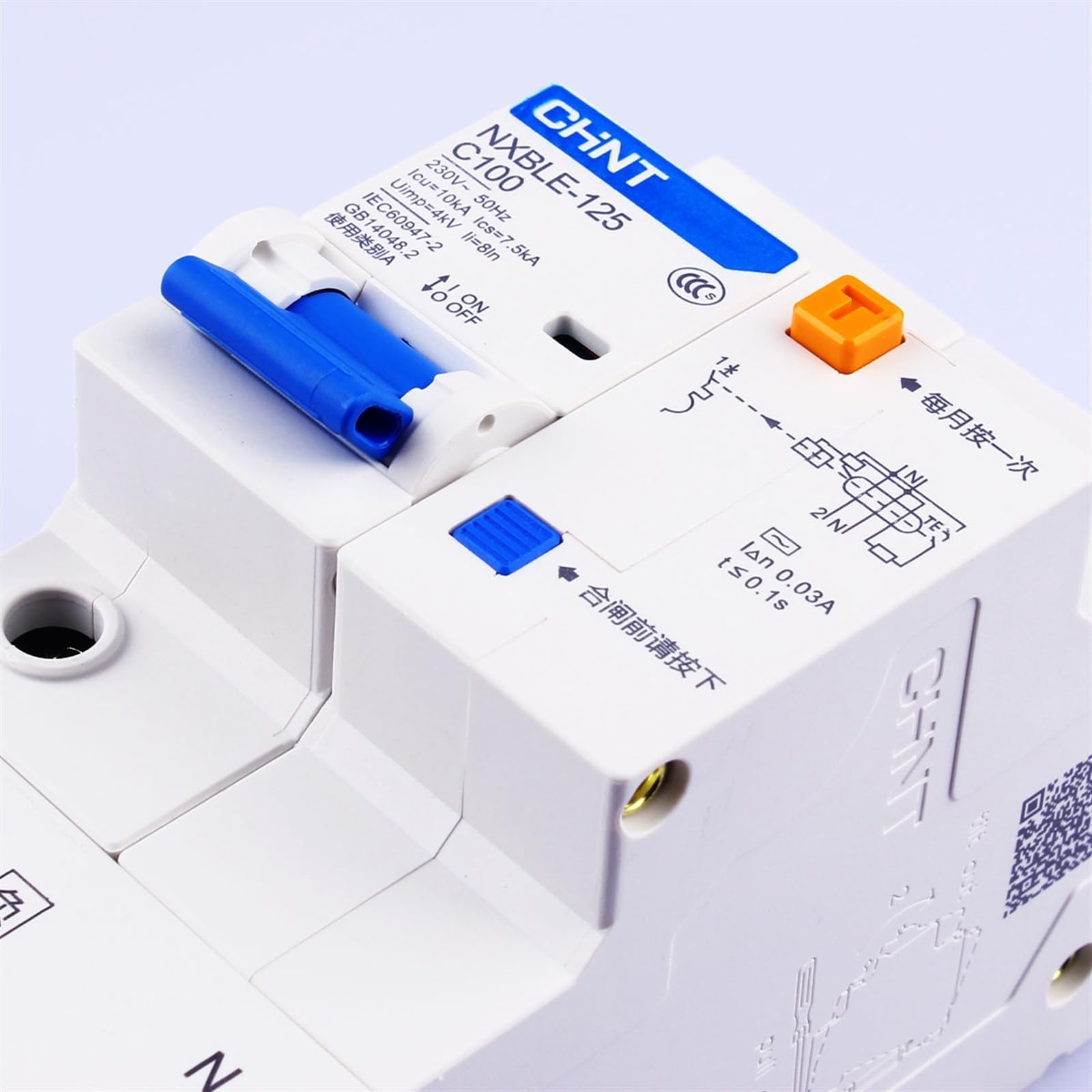 Disyuntores diferenciales pequeños RCBO NXBLE-125 de 63 A, 80 A, 100 A, 125 A, 1P+N, 230 V, con protección contra fugas(100A)