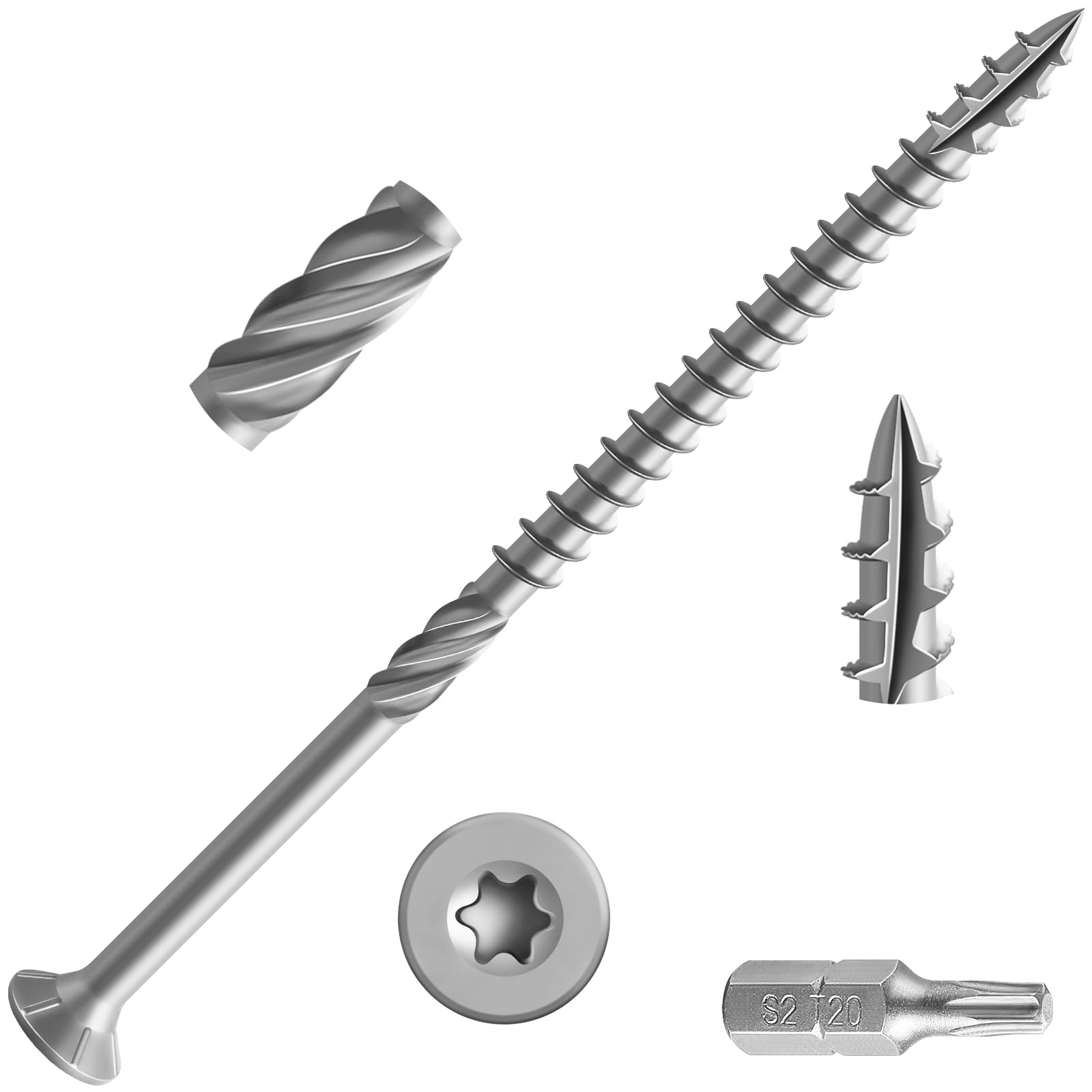 Wensilon #10 * 4" 304 Stainless Steel Deck Screws, (115pcs) 2 lbs.Exterior Wood Screws, Rust Resistant epoxy Coated, Bronze, T25 Star Bit