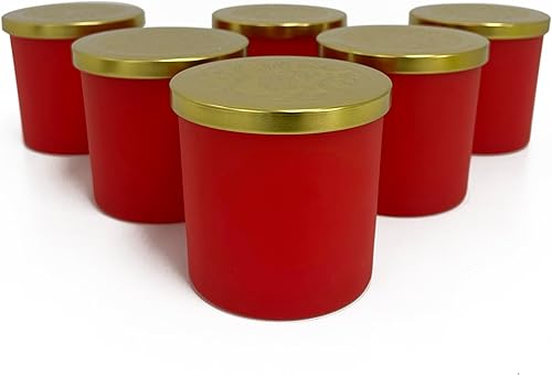 Direct Candle Supply Tarro rojo de 14.5oz con tapa dorada para hacer velas, 6 unidades