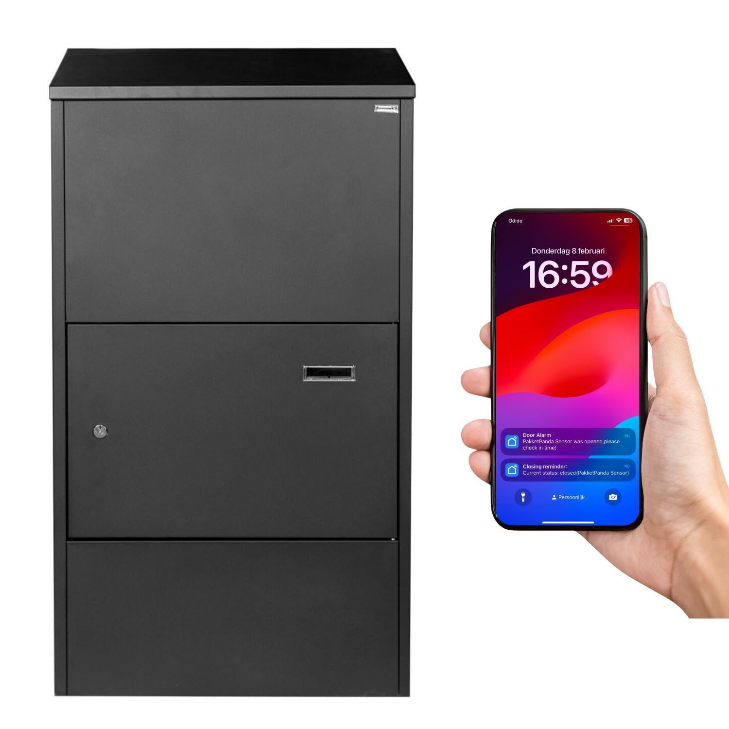 Smart PakketPanda® Maxi XXXL Paketbriefkasten geeignet als Briefkasten und/oder Paketbox, extra großes Format, Paketbriefkasten mit App, Benachrichtigung bei jeder Lieferung usw.