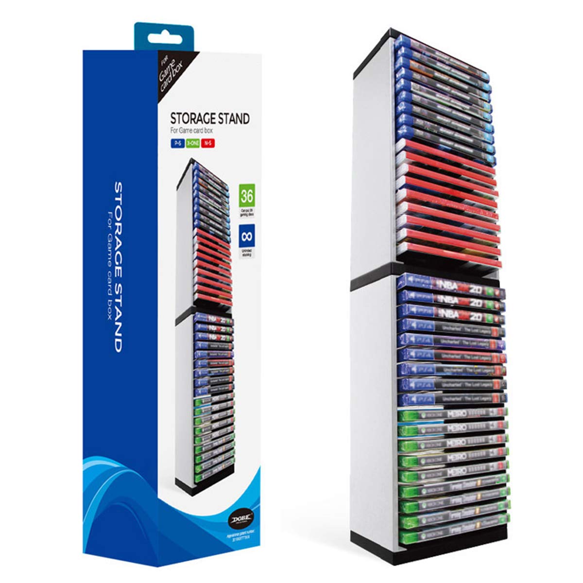Rack per dischi PS5, ABS, Bianco e Nero, 1 ripiano, Storage per PS5
