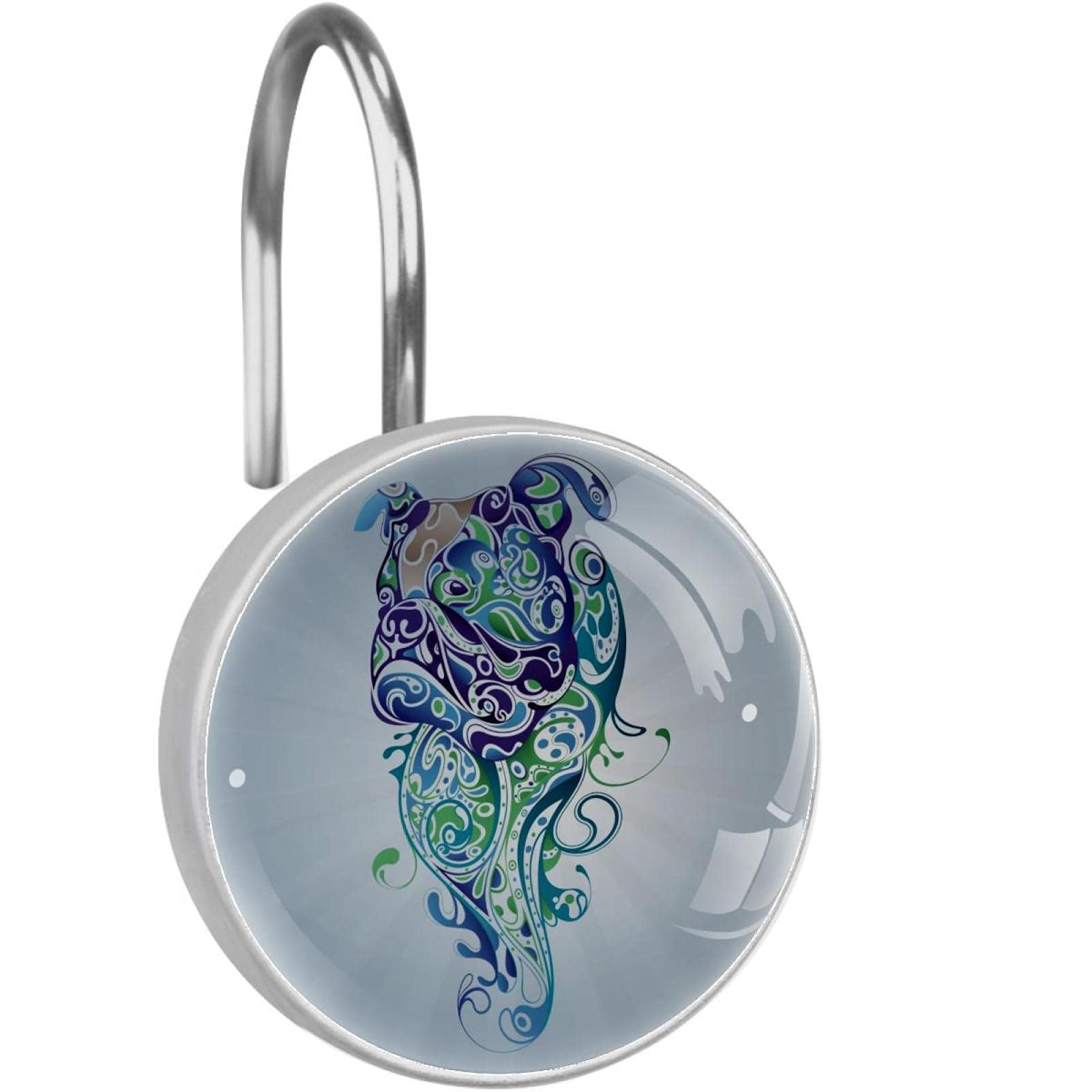 Anneaux pour rideau de douche anti rouille lot de 12 motifs chiens