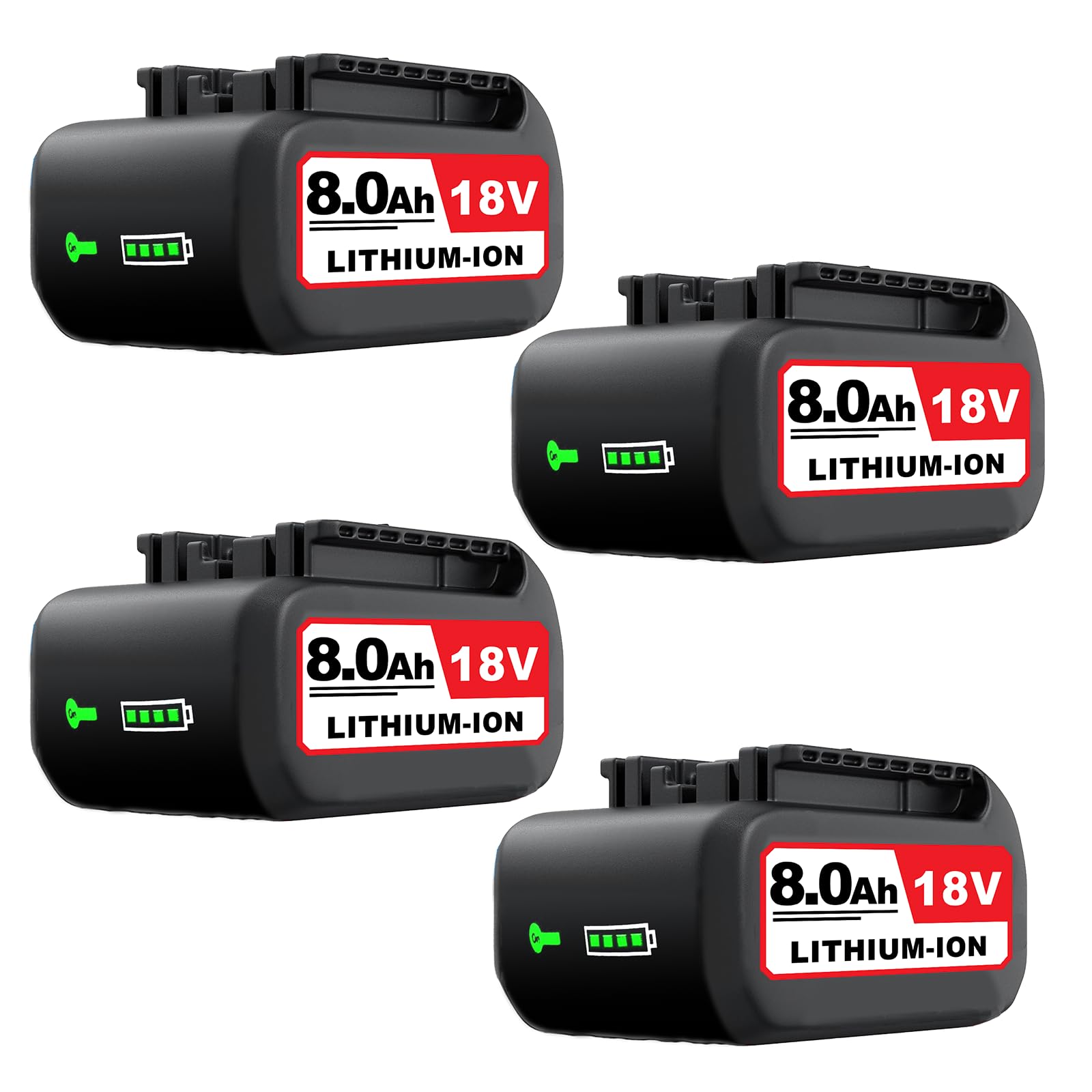 4 Stück 8000mAh Ersatzakku für Bosch Akku 18V Kompatibel mit Bosch 18V Akku Li-ion 8.0Ah Akkus BAT618 BAT609 BAT609G BAT619 BAT619G BAT612 BAT622 mit LED-Anzeige (4PACK)