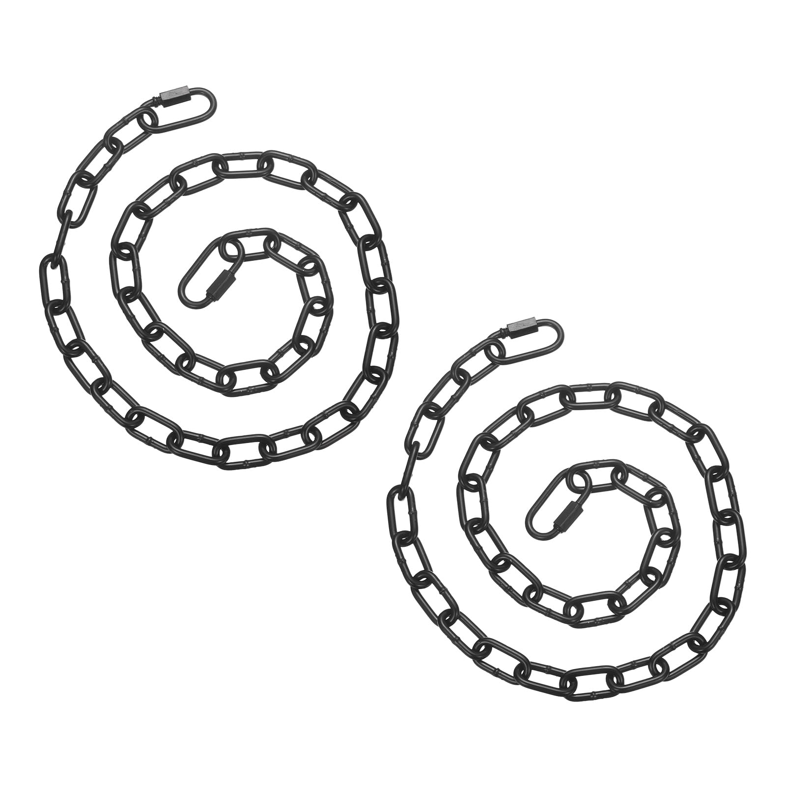 PATIKIL 2 Pcs Gate Chain Lock, 30 in x 4mm Dia Alloy Steel Hanging Chain Lock with 2 Clasps for Stall Barn Fence Gate Hammock Swing Punching Sandbag Yoga Gym, Black
