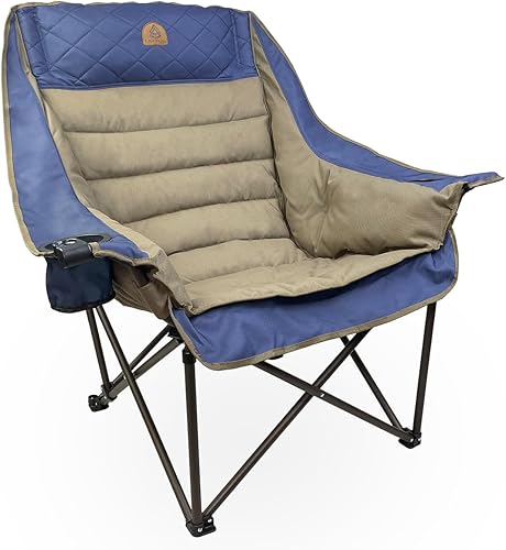 Miniatura 1 de Black Sierra Equipment Silla plegable de felpa para deportes y exteriores, cojín de asiento de gran tamaño que soporta 400 libras, silla de