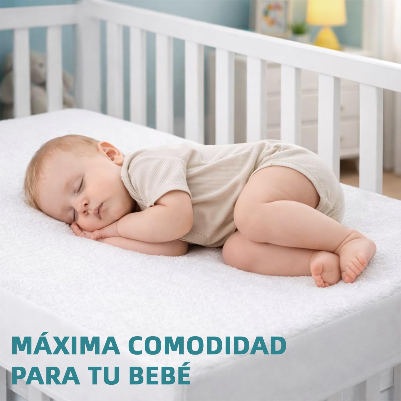 MERCURY TEXTIL- Protector de Colchón para Cuna 60x120cm, Protector Impermeable y Transpirable, Cubre Colchón Absorbente y Anti ácaros. — view 6