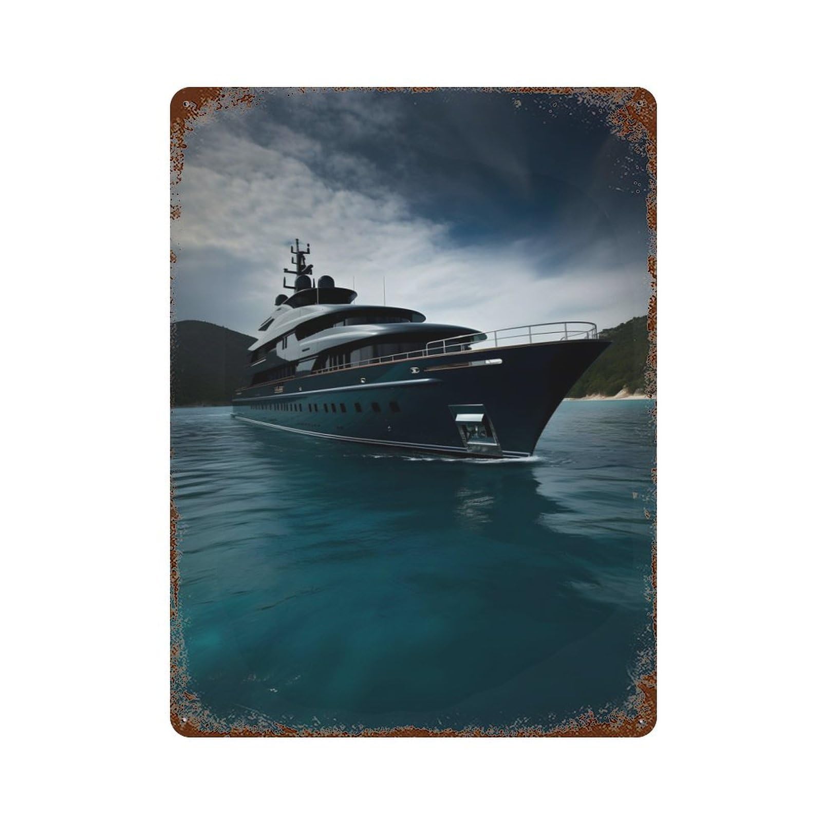 Black Yacht Retro Metal Sign 15.7"x11.8", for Garage, Bar And Workshop Decor, Shabby Chic Decor