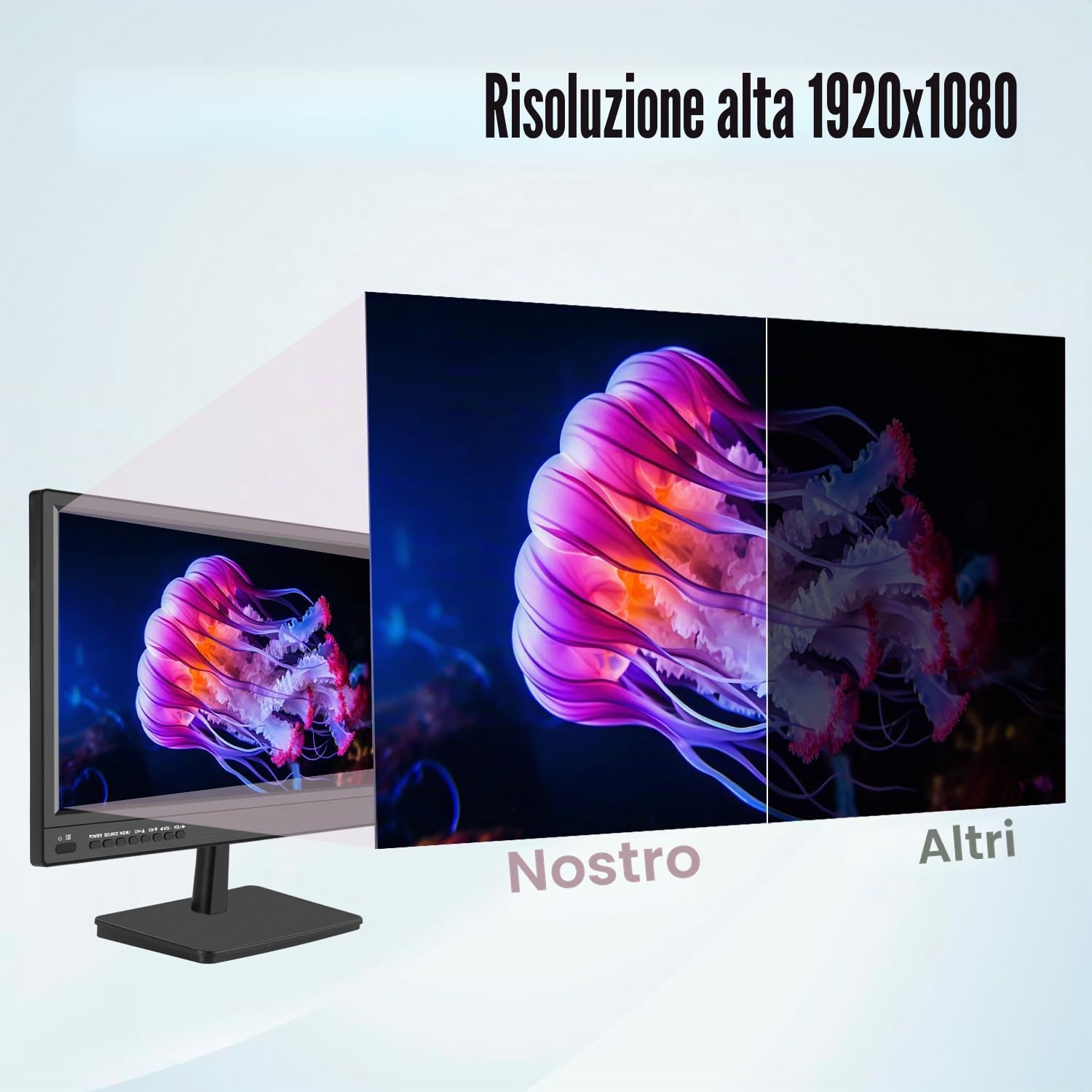 Monitor LED KCR 17 pollici FHD 1920 * 1080 con ingresso HDMI VGA, altoparlanti integrati, frequenza di aggiornamento 60 Hz, tempo di risposta 5 ms