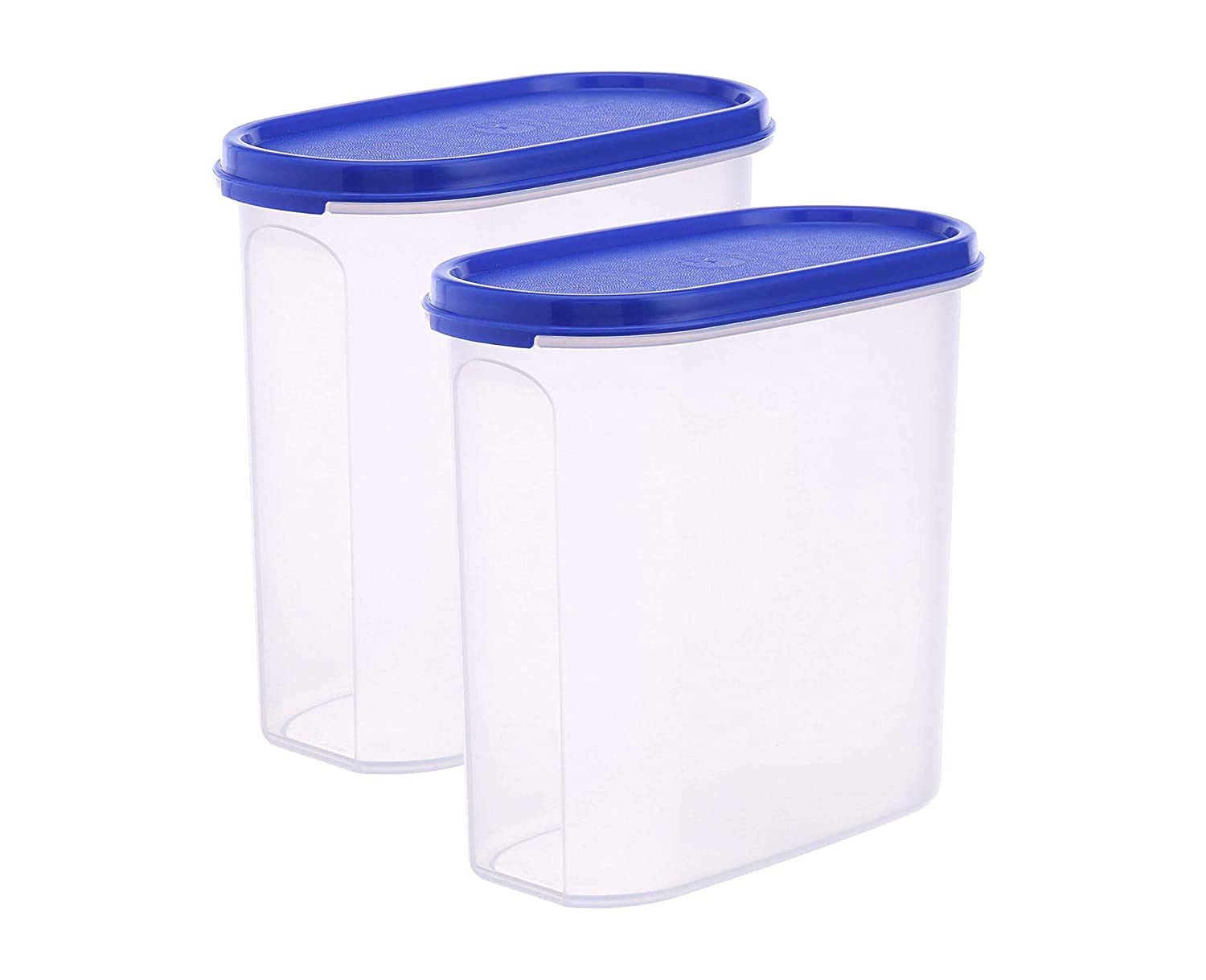 SNEHERI Oval Smart Container for Kitchen Storage Kitchen Storage JarL id Kitchen Storage Set Rice Dal Atta Flour Cereals Pulses Snacks Stackable MALLTI Colors (Pack of 2, 1.25)(made in india)