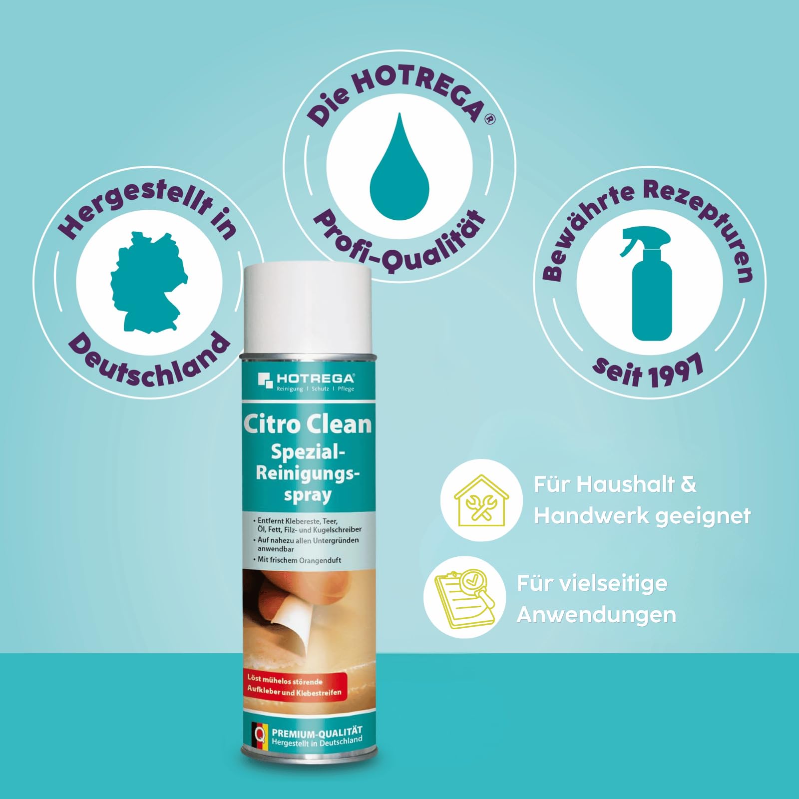 HOTREGA Citro Clean Spezial-Reinigungsspray 6x 500 ml | Kleberesteentferner