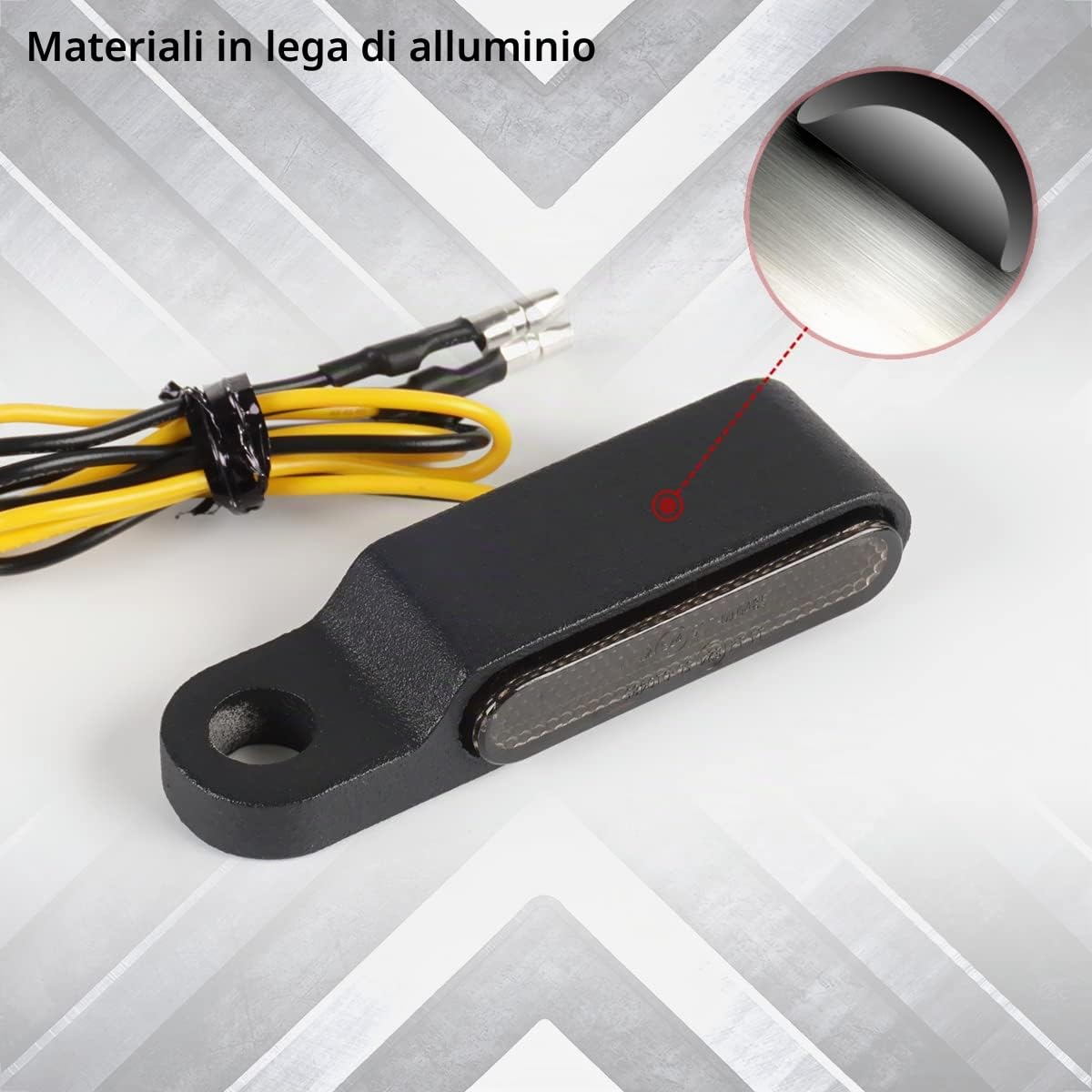 evermotor Frecce LED Moto Omologate 6-LED,12V 2 Pezzi E24, M8 bullone Mini Frecce led Moto Lega di Alluminio Investimento Casting IP67 Impermeabile
