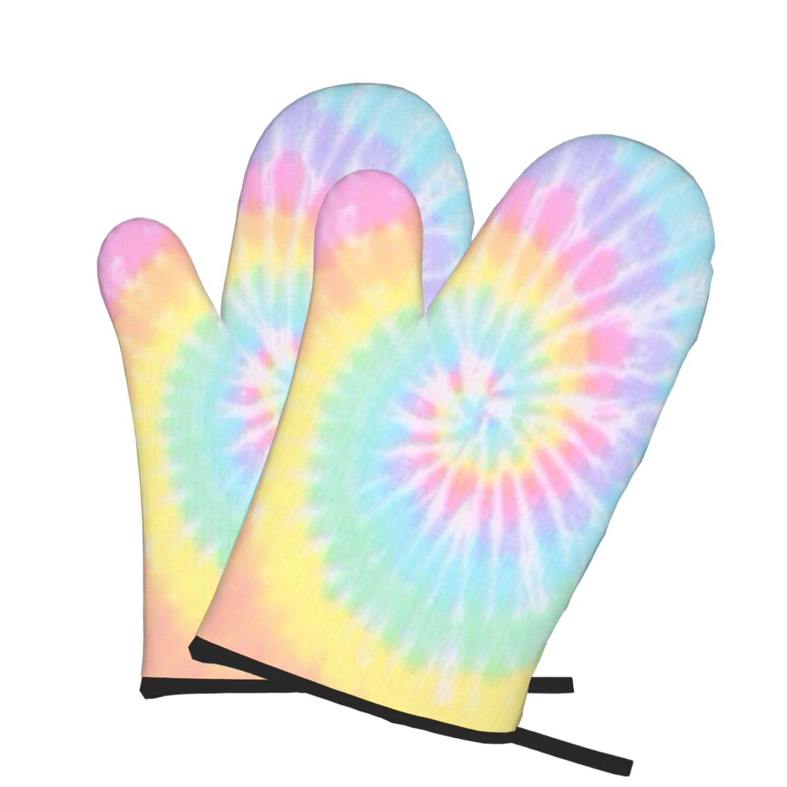 Oven Mitts Set of 2 Pcs, tie dye Prints Heat Resistant Kitchen Gloves for Cooking Baking Grilling