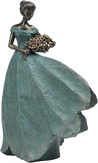 Guichifun Leaf Angel Fairy Statue - Resin Home Decor Figurine, Rustic Table Sculpture for Living Room, Office, Garden Gifts 5x3x7.5in