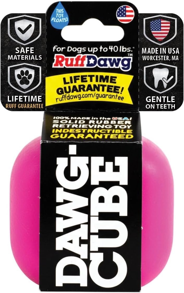 Cube Medium 2.5 Indestructible Dog Toy – Heavy-Duty Rubber Fetch & Chew Toy for Aggressive Chewers – Erratic Bounce, Floats, BPA & Latex Free – Made in USA