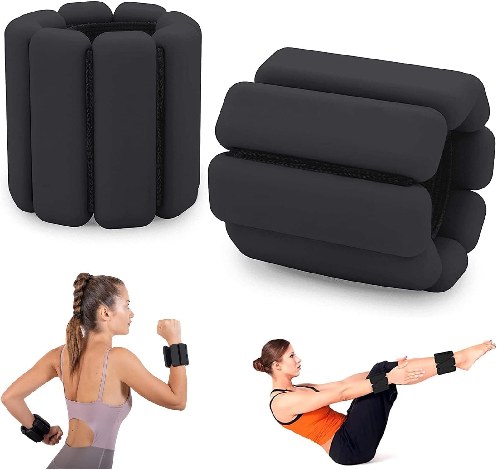 Wrist Weights, Set of 2 Adjustable Wearable Wrist and Ankle Weights, Wrist Weights for Women and Men Strength Training, Leg Weights for Yoga, Dance, Pilates, Cardio(one piece weighs 450g/1lb)