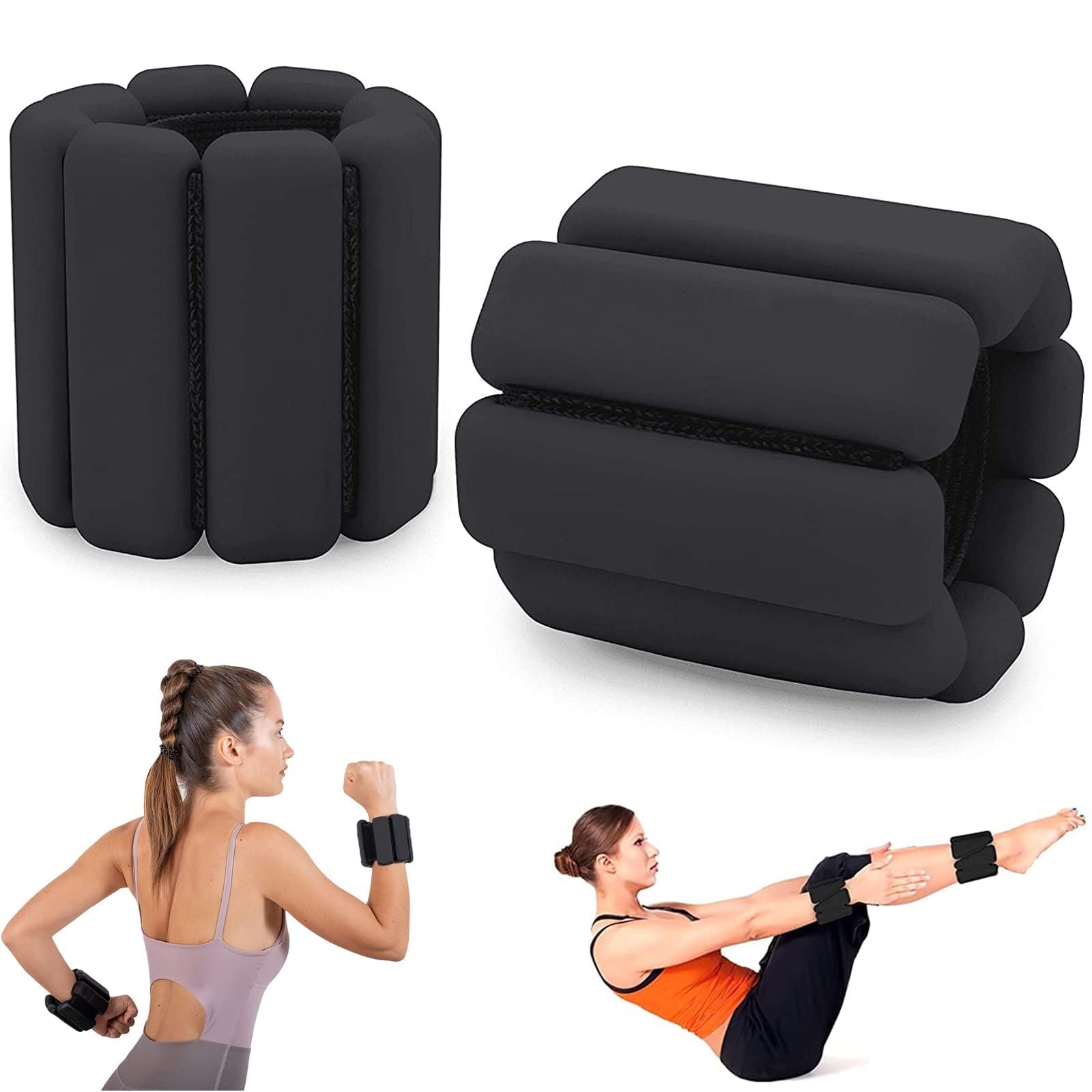 Wrist Weights, Set of 2 Adjustable Wearable Wrist and Ankle Weights, Wrist Weights for Women and Men Strength Training, Leg Weights for Yoga, Dance, Pilates, Cardio（one piece weighs 450g/1lb）