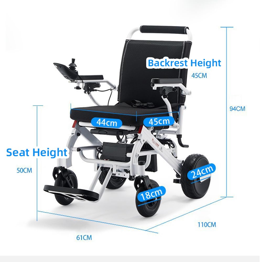 Silla de ruedas eléctrica ligera de 44 libras, sillas de ruedas eléctricas plegables para adultos, silla de ruedas motorizada de 600 W, con reposabrazos y reposapiés antideslizantes