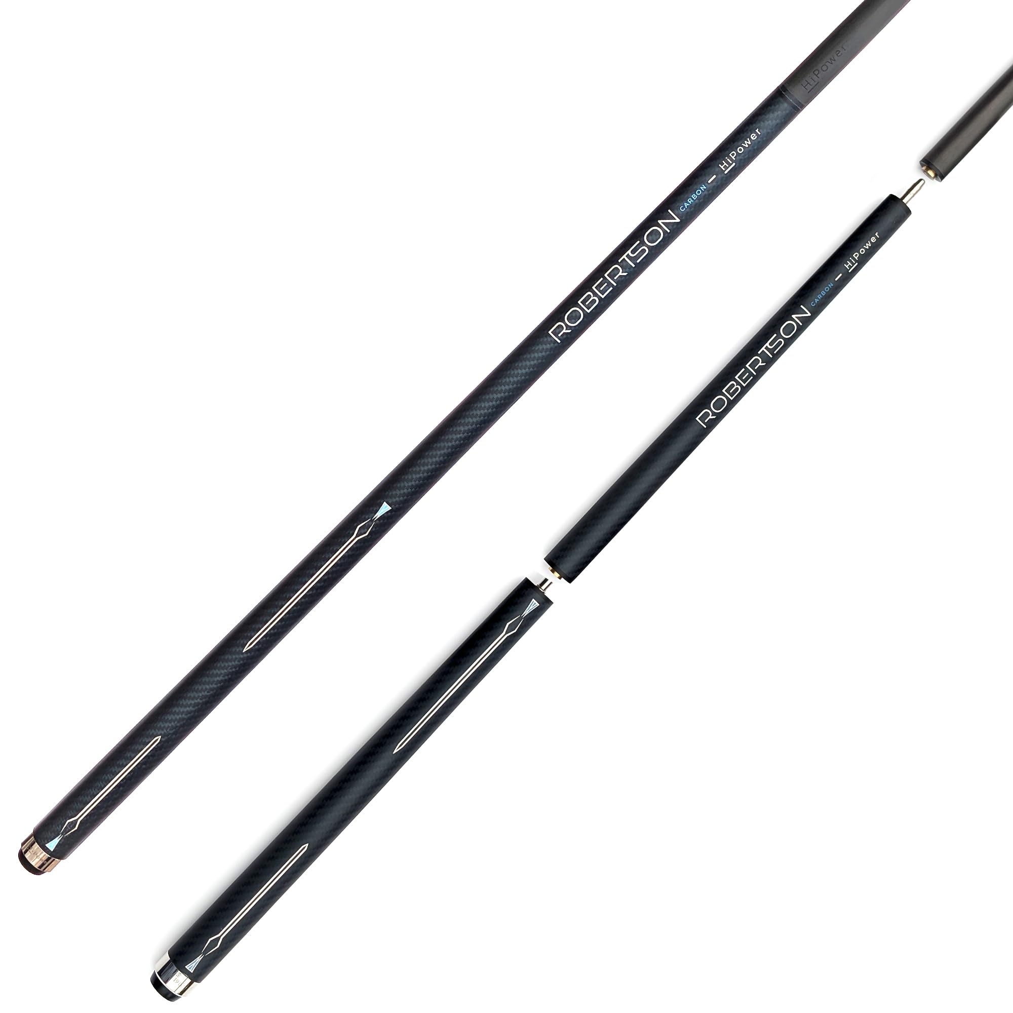 Robertson Carbon Break & Jump Queue HiPower, Profi Anstoß Cue 2-TLG. sowie Break + Jump 3-TLG für max. Power und Präzision im Poolbillard 13‘ Break-Tip, Quick Joint