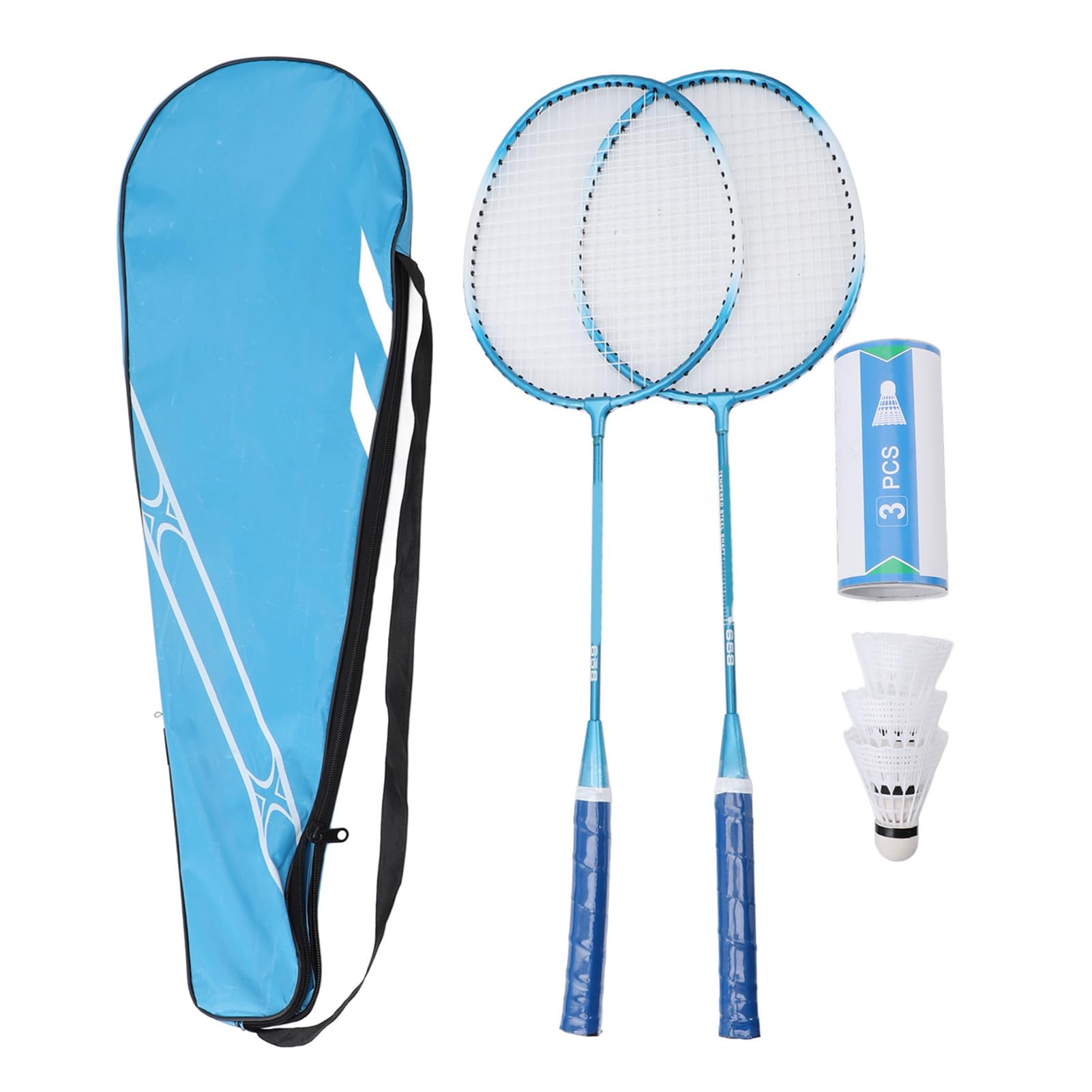 AMONIDA Set da Badminton Ad Alta elasticità con 2 Racchette e 3 Volani per il Gioco Casual, Perfetto per Principianti e Adulti, Design in Lega di Ferro