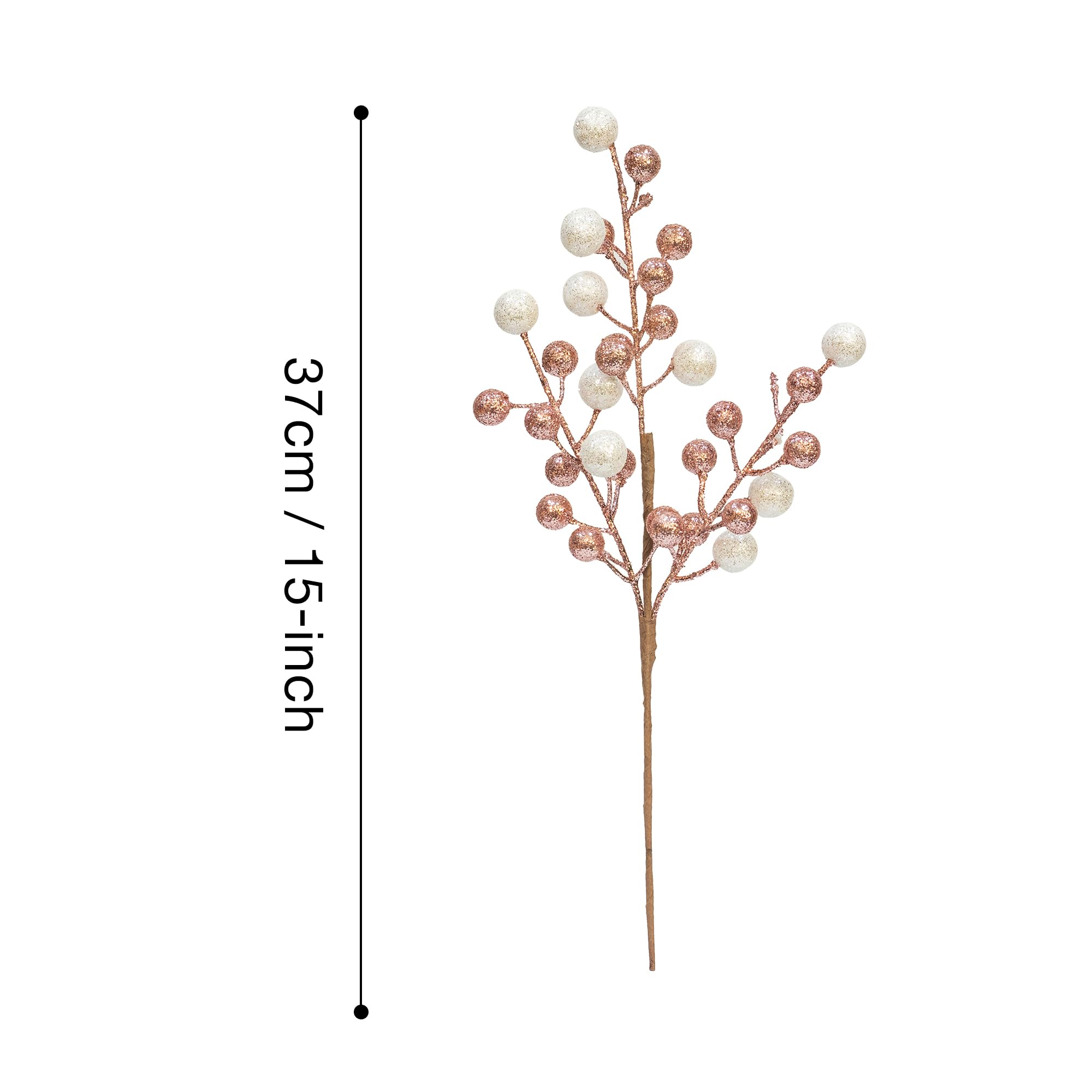 KI Store 10 rami decorativi rosa bianco rami di Natale artificiali 37 cm con rami di strass per fai da te Stem vischio per decorazioni natalizie