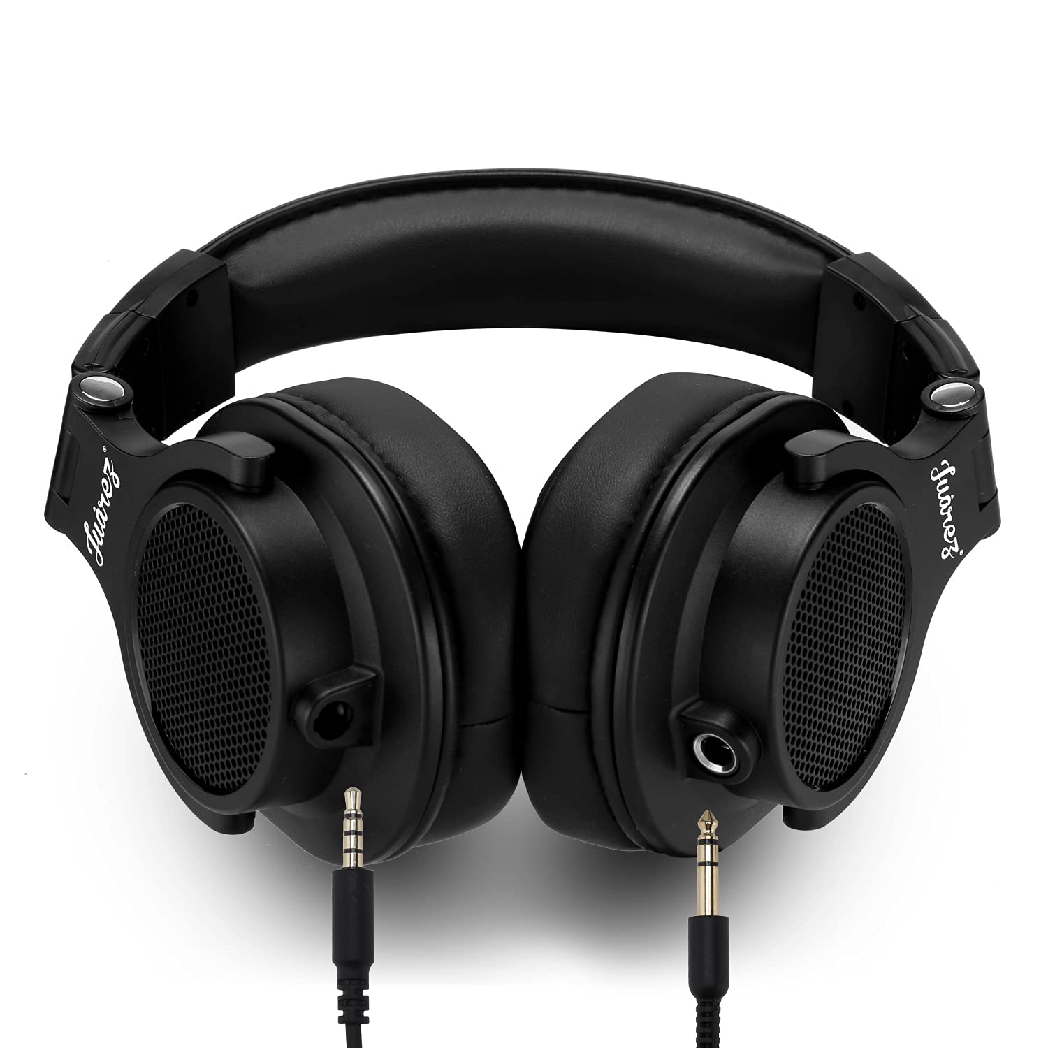 Juarez JRDJ400 Casque DJ filaire avec micro - Pilotes en néodyme de 40 mm, double jack 3,5 mm/6,35 mm, design pliable, câble enroulé et droit, Shareport, isolation du bruit, noir