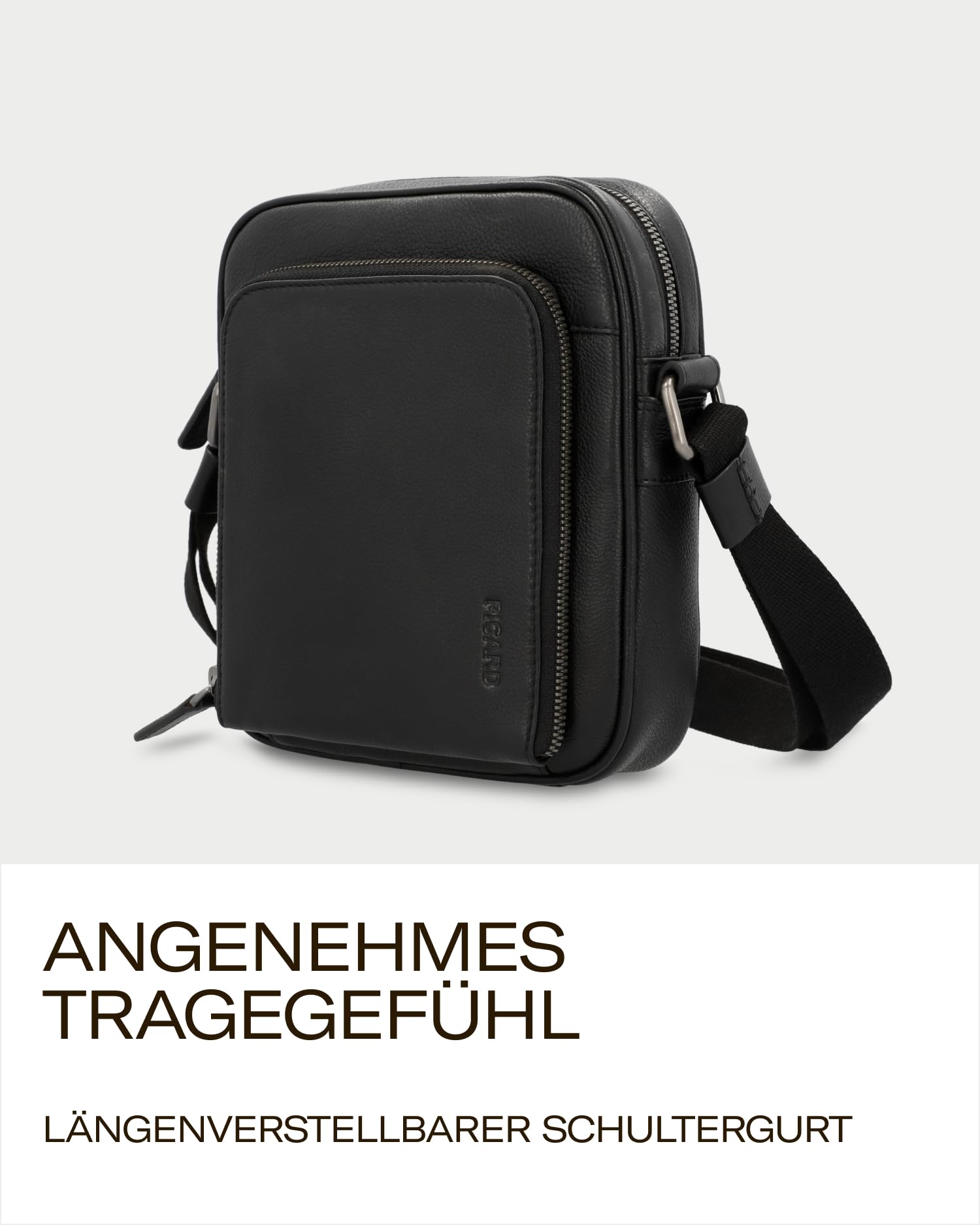 Picard Umhängetasche Herren Paolo | Herren Tasche klein aus Echtleder | mit verstellbaren Schultergurt, Reißverschluss, Sicherheitsfach & Handyfach | Hochwertige Brusttasche Herren klein